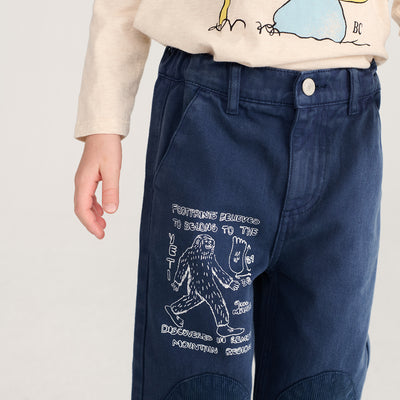 Kids Cotton Mr. Footish Knee Pads Pants - Midnight Blue