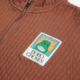Kids Cotton Beast Tag Zipped Quilted Sweatshirt - Brown