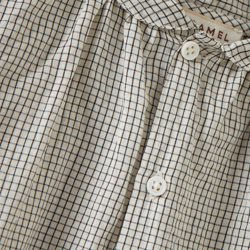 Baby Handloomed Cotton Aloe Shirt - Black Micro Check