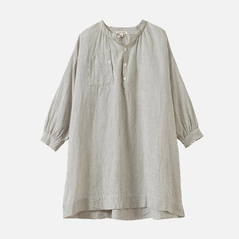 Kids Handloomed Cotton Yew Dress - Black Micro Check