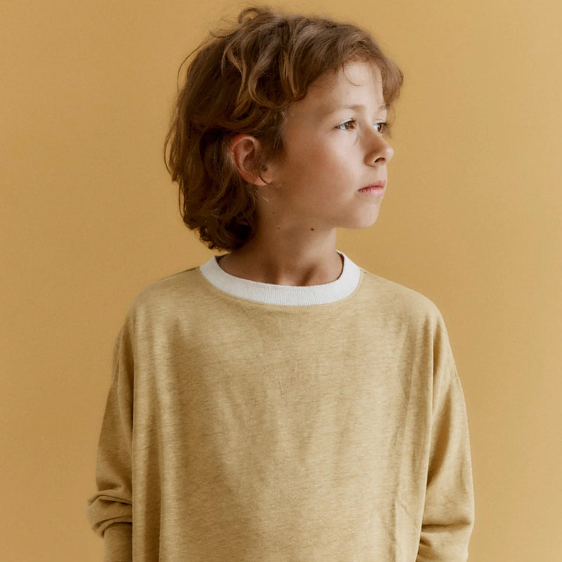 Kids Linen Knit Bude Top - Ochre