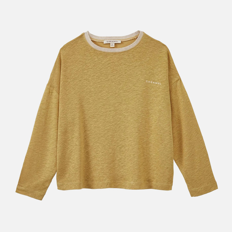 Kids Linen Knit Bude Top - Ochre