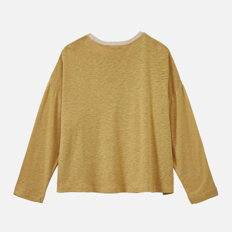 Kids Linen Knit Bude Top - Ochre