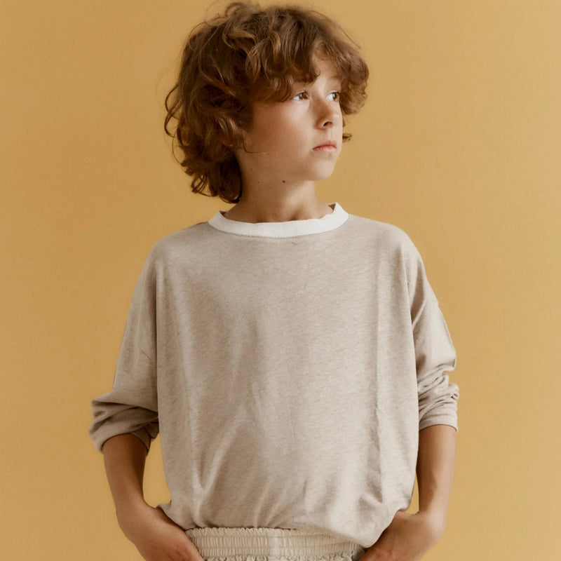 Kids Linen Knit Bude Top - Stone