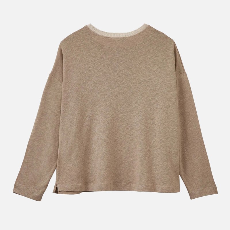 Kids Linen Knit Bude Top - Stone