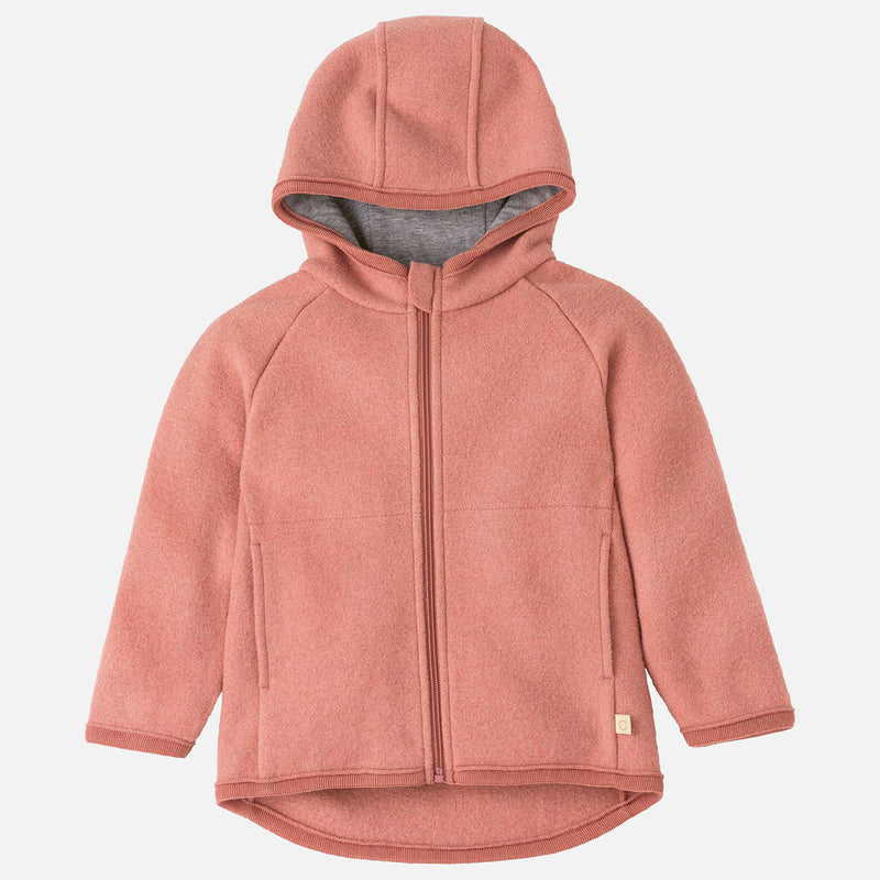 Baby & Kids Boiled Merino Wool Zip Jacket - Soft Pink