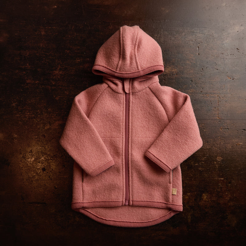 Baby & Kids Boiled Merino Wool Zip Jacket - Soft Pink