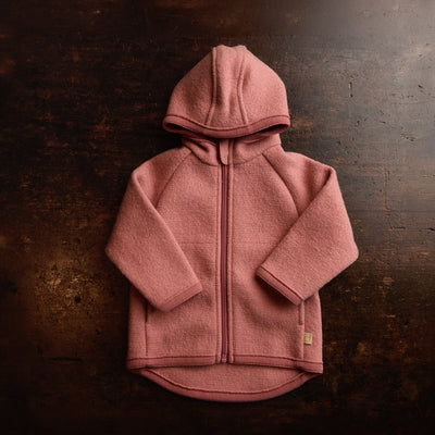 Baby & Kids Boiled Merino Wool Zip Jacket - Soft Pink