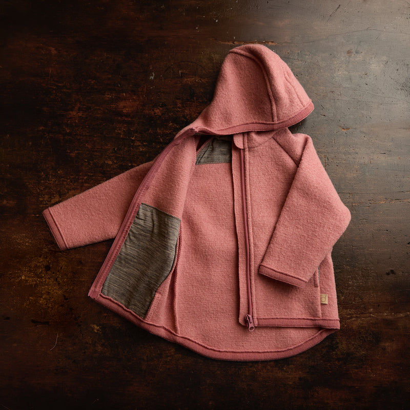 Baby & Kids Boiled Merino Wool Zip Jacket - Soft Pink