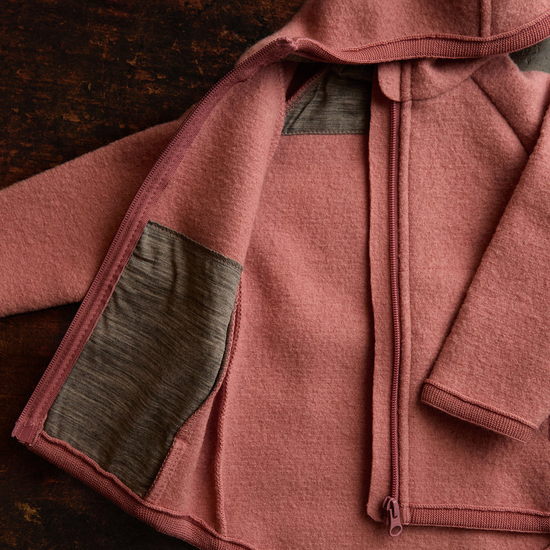 Baby & Kids Boiled Merino Wool Zip Jacket - Soft Pink