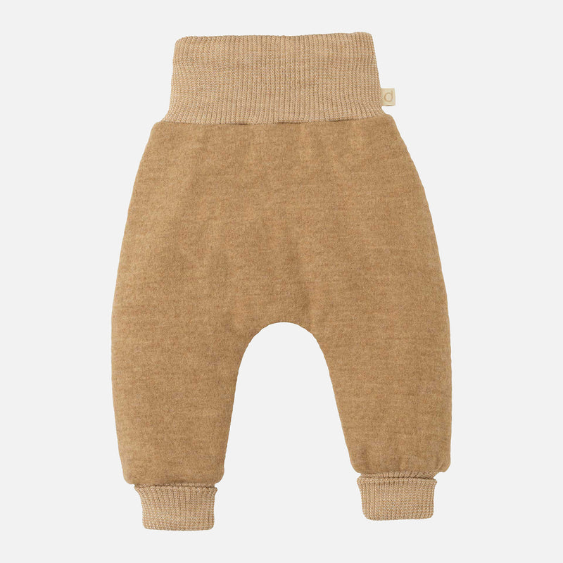 Baby Light Weight Boiled Merino Wool Cuffed Pants - Caramel