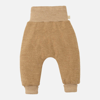 Baby Light Weight Boiled Merino Wool Cuffed Pants - Caramel
