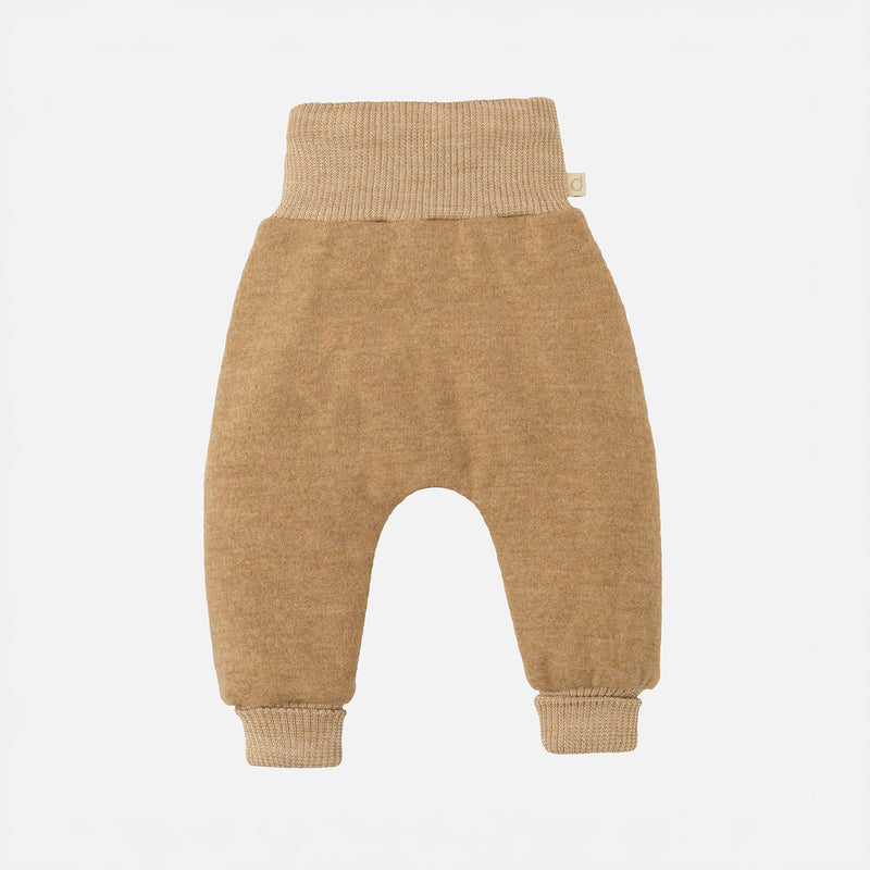 Baby Light Weight Boiled Merino Wool Cuffed Pants - Caramel