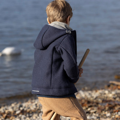 Kids Boiled Merino Wool Outdoor Jacket - Indigo
