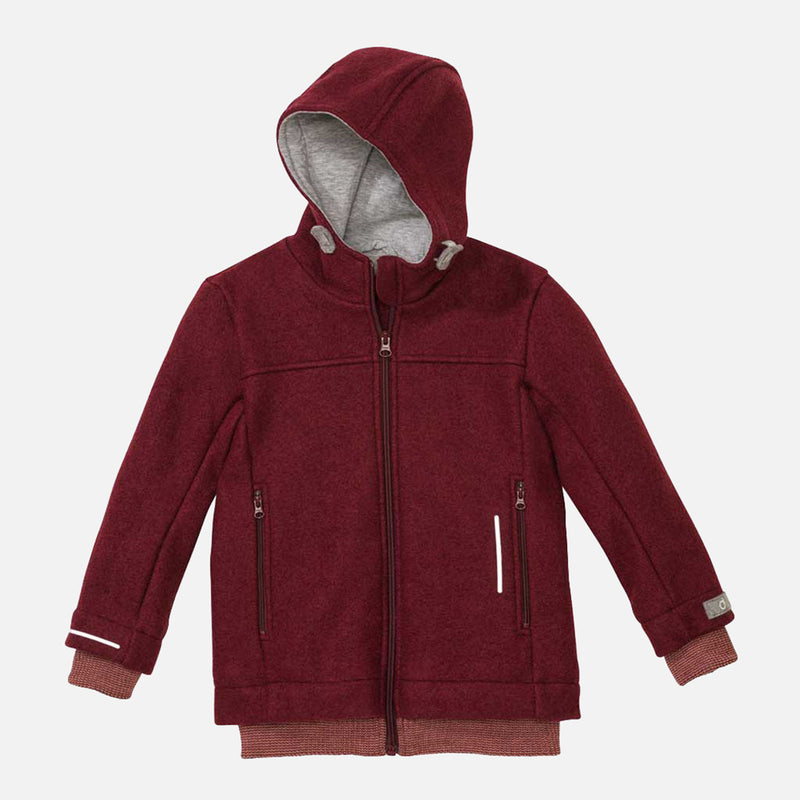 Kids Boiled Merino Wool Outdoor Jacket - Cassis