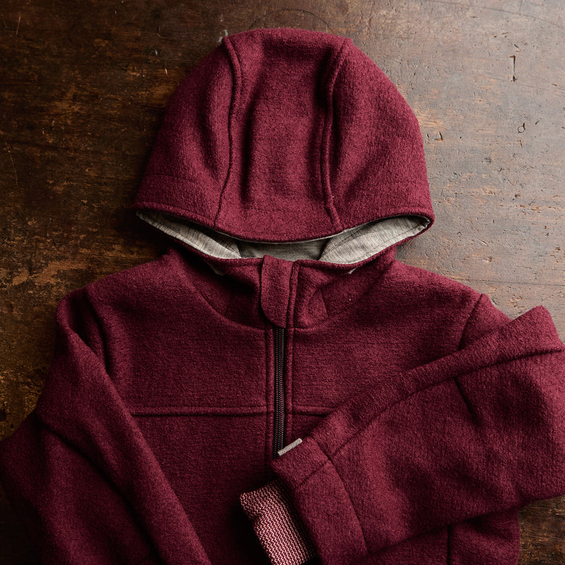 Kids Boiled Merino Wool Outdoor Jacket - Cassis