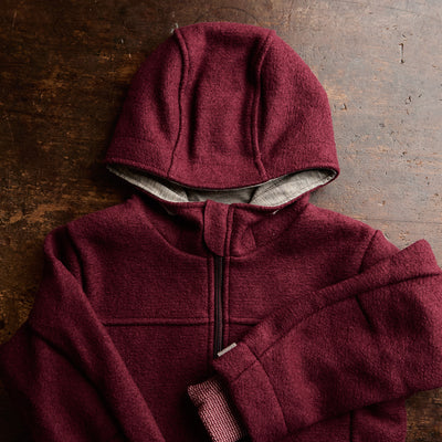 Kids Boiled Merino Wool Outdoor Jacket - Cassis