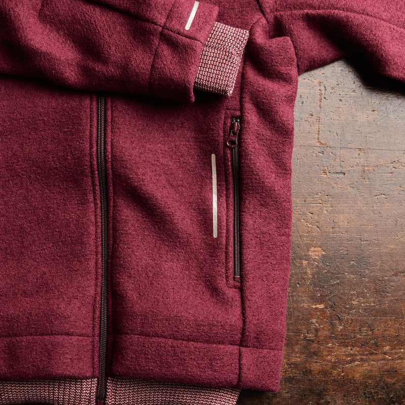 Kids Boiled Merino Wool Outdoor Jacket - Cassis