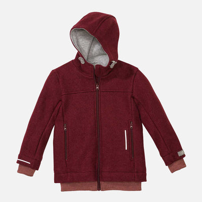 Kids Boiled Merino Wool Outdoor Jacket - Cassis