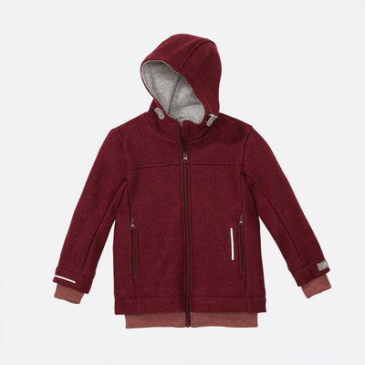 Kids Boiled Merino Wool Outdoor Jacket - Cassis