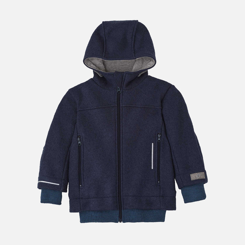 Kids Boiled Merino Wool Outdoor Jacket - Indigo