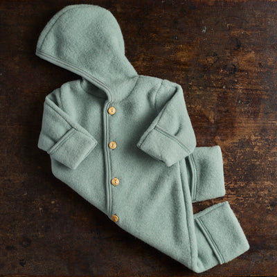 Baby Merino Wool Fleece Suit - Mountain Blue