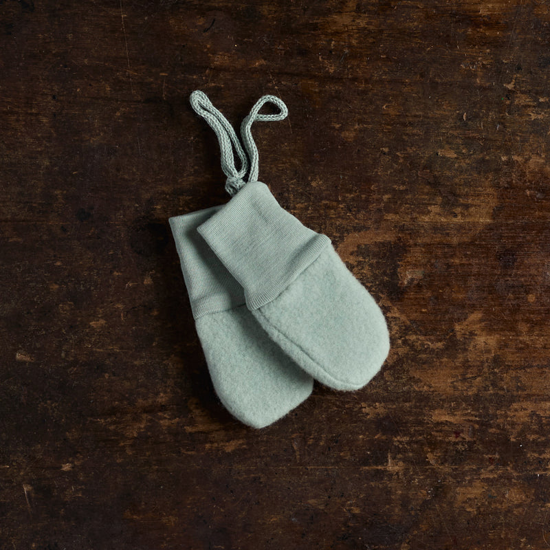 Baby Merino Wool Fleece Mittens - Mountain Blue