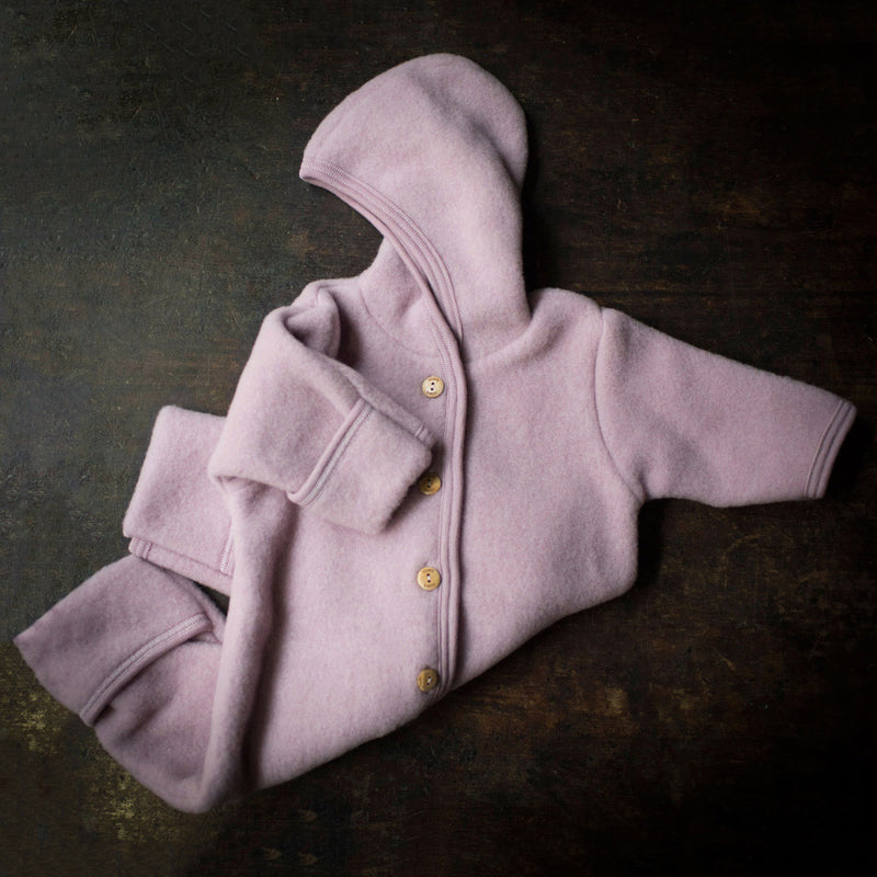 Baby Merino Wool Fleece Suit - Lilac Rose