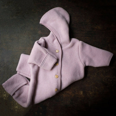 Baby Merino Wool Fleece Suit - Lilac Rose