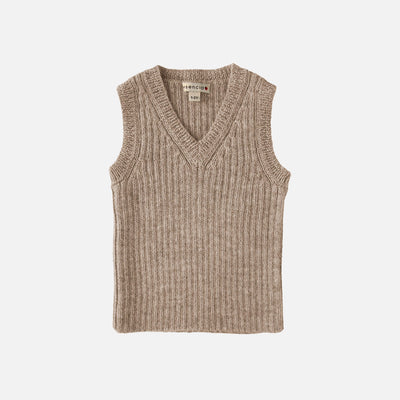 Baby & Kids Alpaca V-Neck Robert Vest - Pebble