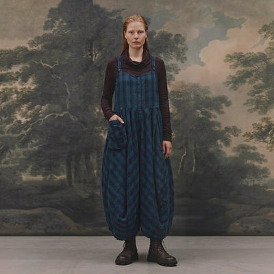 Women's Cotton/Linen Kyra Dress - Blue Checked