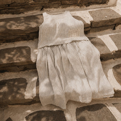 Women's Cotton/Linen Febe Dress - Fog Stripe