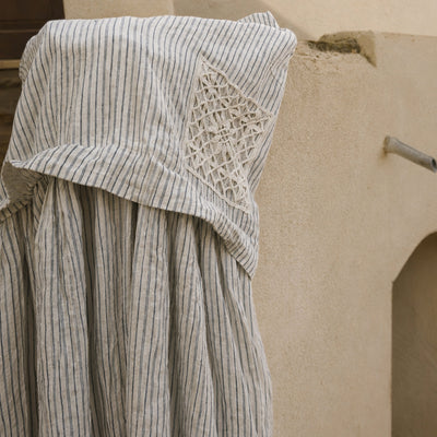 Women's Cotton/Linen Febe Dress - Fog Stripe