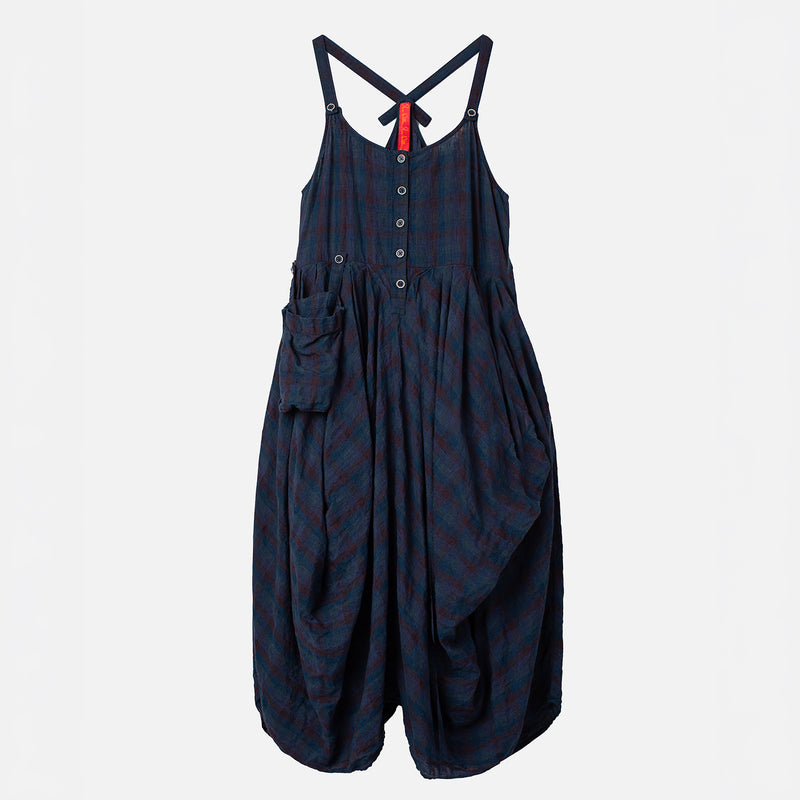 Women's Cotton/Linen Kyra Dress - Blue Checked