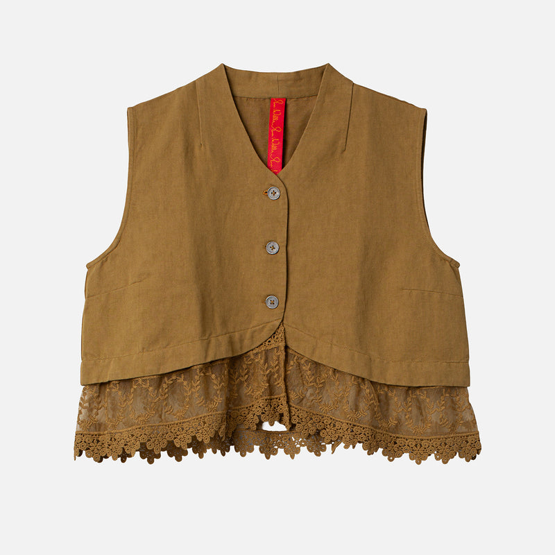 Women's Linen/Cotton Twill Olivia Vest - Butternut