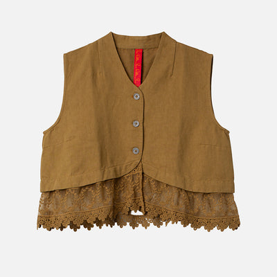 Women's Linen/Cotton Twill Olivia Vest - Butternut