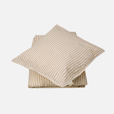 Adults Cotton Bedding - Caramel Stripes - Single - 140x200/60x63cm