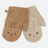 Cotton Bear & Bunny Bath Mittens - Oxford Tan