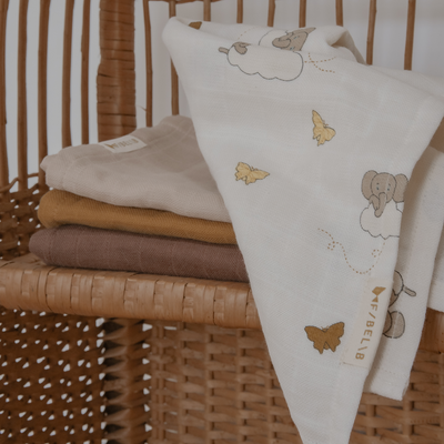 Cotton Elephant On The Air Muslin - Oxford Tan - Set of 4