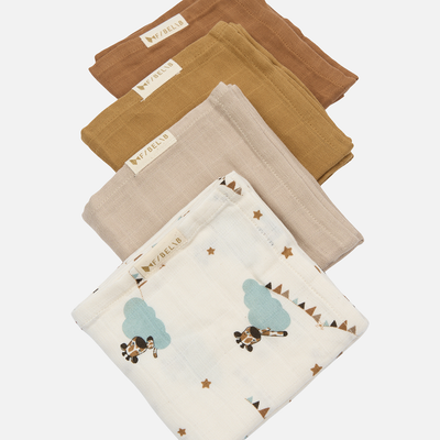 Cotton Giraffe On The Air Muslin - Wood Thrush - Set of 4