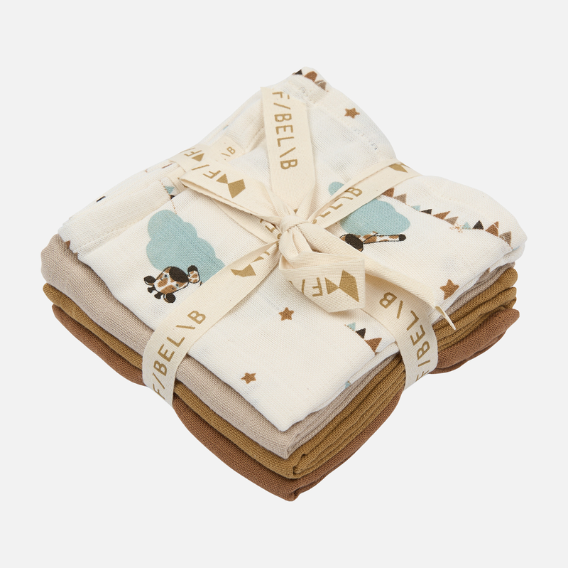 Cotton Giraffe On The Air Muslin - Wood Thrush - Set of 4