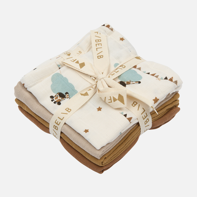 Cotton Giraffe On The Air Muslin - Wood Thrush - Set of 4