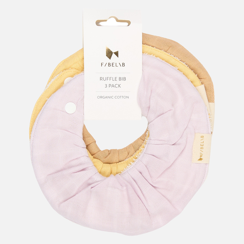 Cotton Muslin/Terry Ruffle Bib - Lilac - Set of 3