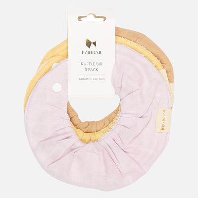 Cotton Muslin/Terry Ruffle Bib - Lilac - Set of 3