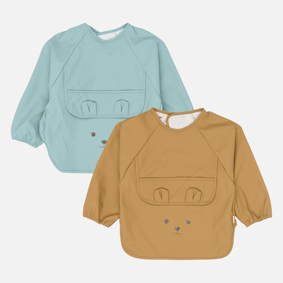 Long Sleeved Bear Bib - Wood Thrush - Set of 2