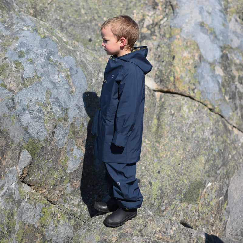 Kids Waterproof Midi Raincoat - Inkberry