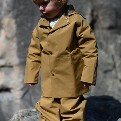 Kids Waterproof Midi Raincoat - Ochre