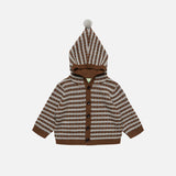 Baby Merino Wool Hooded Cardigan - Hazel Melange/Light Grey