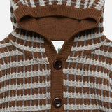 Baby Merino Wool Hooded Cardigan - Hazel Melange/Light Grey