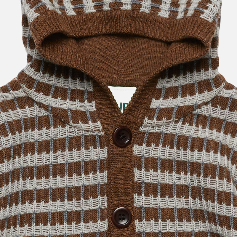 Baby Merino Wool Hooded Cardigan - Hazel Melange/Light Grey